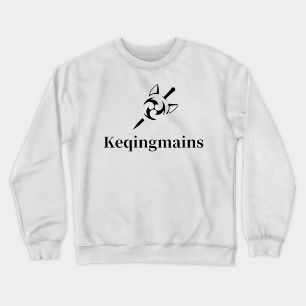 Keqing mains fan art for who mains Keqing with electro cat sword icon in black gift Crewneck Sweatshirt by FOGSJ